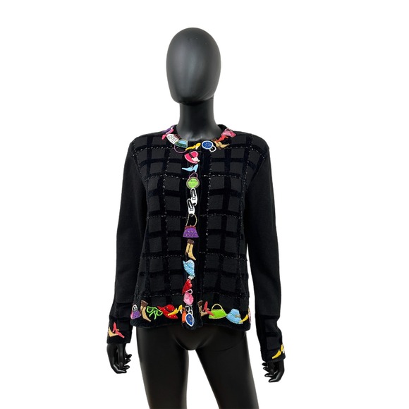 Just B Embellished Cardigan M | 43% Rayon‎ | Novelty Shoes & Bags Sweater - Picture 1 of 6